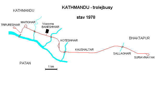 Kathmandu - trolejbusy - stav 1978.